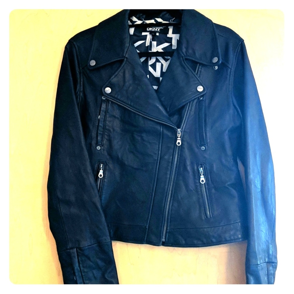 DKNY asymmetrical leather jacket